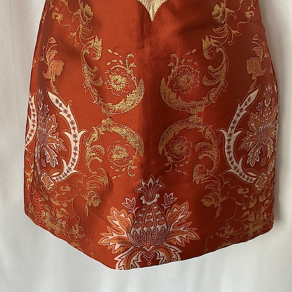 Free People Gorgeous Burnt Orange Brocade Strapless Mini Dress **Size 0** 🔥🔥 - Picture 5 of 6